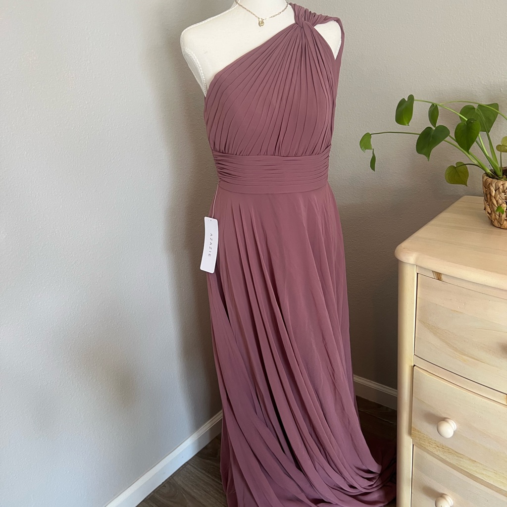 Azazie Charlize One-Shoulder Chiffon Gown In Amethyst